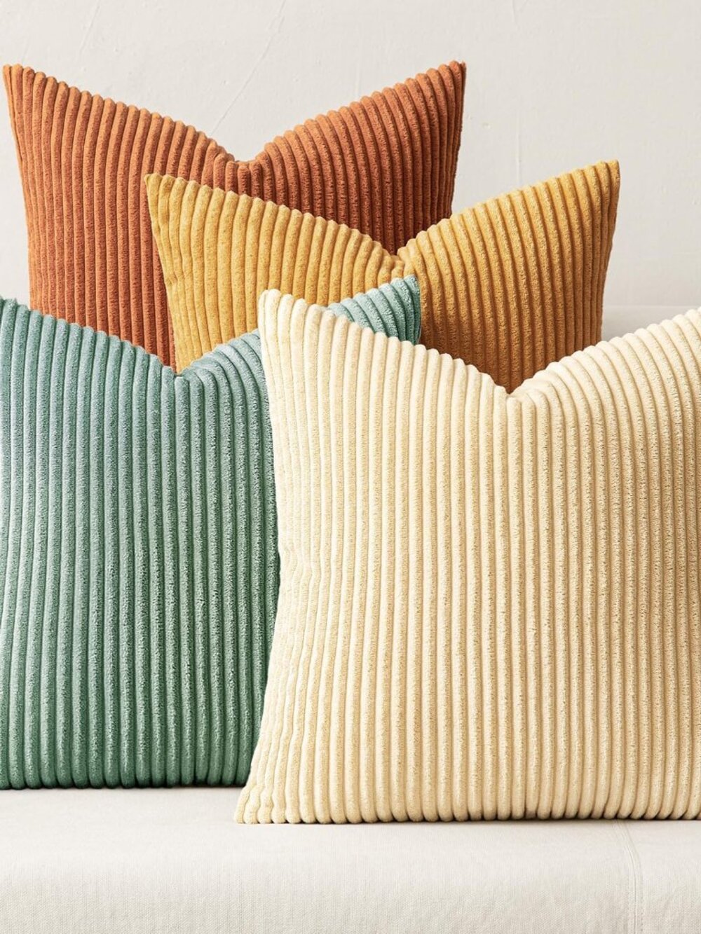 Soft Corduroy Decorative Throw Pillow Covers Orange Teal 18x18